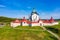 Top view of the church St. John of Nepomuk. Zdar nad Sazavou. Czechia. The Pilgrim Church of St John of Nepomuk on the Zelena hora