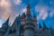 Top view of Cinderella Castle on lightblue clody sky background in Magic Kingdom at Walt Disney World  1