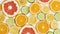 Top view of citrus fruits, Orange, tangerine, lemon, lime and grapefruit slices or circles isolated over white