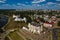 Top view of the city center of Grodno, Belarus. The historic centre with its red-tiled roof,the castle and the Opera house