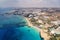 Top view of city of Cyprus and the city of Ayia NAPA. Air view of the resort Mediterranean coastal city