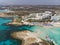 Top view of city of Cyprus and the city of Ayia NAPA. Air view of the resort Mediterranean coastal city. Tourist town. Nissi Beach