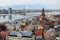 Top view on city, river and bridge. Riga, Latvia