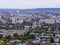 Top view of the city of Saratov, Russia. Orthodox Church with Golden domes