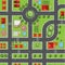 Top view of the city of streets, roads, houses, treetop, vector