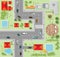 Top view of the city of streets, roads, houses, vector