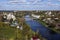 Top view of city Torzhok from the river Twerza.