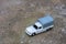 Top view of classic miniature Peugeot 404 pick-up.