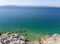 Top view from the cliffs of the Aegean sea on the Greek island of Evia in Greece on a Sunny day