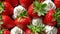 Top view close up of a delightful bunch of strawberries and cream for a fresh and tasty treat