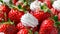 Top view close up shot of fresh strawberries and cream for a visually appealing display