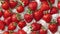 Top view close up of strawberries and cream arrangement for a visually appealing display