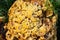 Top view close up of velvet-top fungus or dyerÂ´s polypore phaelus spadiceus or schweinitzii in autumn.