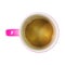 A top view of coffee cup on isolated background with clipping path. Pink latte mug for montage or your design