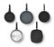 Top view collection realistic pans with handles for cooking vector kitchen cookery equipment