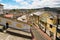 Top view of the colonial town with some colonial houses located in the city of Quito