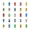 Top View Colorful Cars Flat Icons