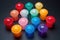 top view of colorful silicone cupping set