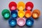 top view of colorful silicone cupping set