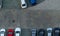 Top view concrete car parking lot. Aerial view of car parked at car parking area of apartment. Outdoor parking space with empty