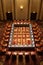 top view of conference room with neatly arranged chairs