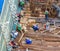 Top view of construction workers labor.