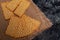 Top view of crackers on a kitchen table