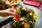 Top View Of Creation Of Christmas Wreaths With Fir Branches