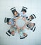 Top view.creative business group folded out of the hands of the circle