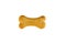 Top view of crunchy brown bone shaped dog biscuit as a treat isolated on white background close up.