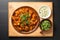 Top View, Curry On A Wooden Boardon White Background
