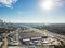 Top view Dallas Downtown from Trinity Groves with cloud blue sky