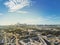 Top view Dallas Downtown from Trinity Groves with cloud blue sky