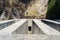 Top view of a dam at the Brugneto lake & x28;Liguria, northern Italy& x29;