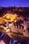 Top view on Dean village in old part of Edinburgh at night, capital of Scotland