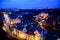 Top view on Dean village in old part of Edinburgh at night, capital of Scotland