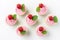 Top view delicious strawberry cupcakes. Generative AI.