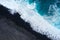 Top view of a deserted black volcanic beach. Coast of the island of Tenerife