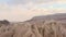 Top view of deserted mountain valley with rocks. Action. Panorama of beautiful mountain valley with rocks. Beautiful