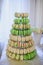 Top view of dessert table with a large macaroons