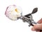 top view of disher scoop with ice cream isolated
