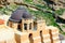 Top view of the domes of the Cathedral of the Annunciation of the Blessed Virgin Mary of the Mar Saba monastery in the Judean dese