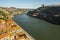 Top View of Douro river at center of Porto. In 1996, UNESCO recognised Old Town of Porto as a World Heritage Site.