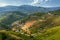 Top view of Douro Valley, vineyards are on a hills.