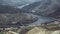 Top view of Douro Valley â€“ river and vineyards are on a hills, Portugal.