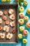 Top view of dried apples made of fresh fruits