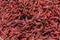 Top view of dried chilis, red peppers piled on one another