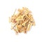 Top view of dried lemongrass citronella sticks isolated on white background.