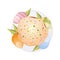 Top view of Easter plate. Isolated vector icon or clipart.