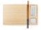 Top view of empty wooden bamboo sushi board with chopsticks and